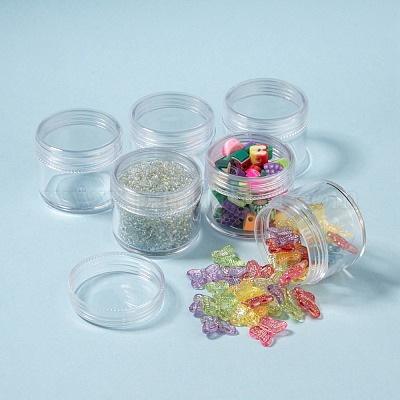 Plastic Bead Containers about 3.9cm in diameter, 3.3cm high