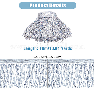 Отделка лентой с пайеткой и кисточкой длиной 10 м. OCOR-WH0078-162B-1