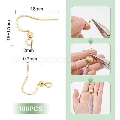 100 шт. французские крючки для сережек из нержавеющей стали 304 STAS-UN0058-79-1