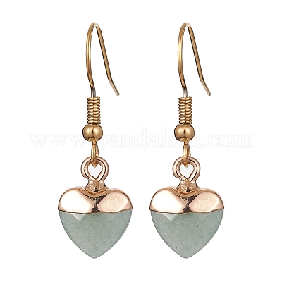 Серьги с подвесками в форме сердца из натуральных смешанных драгоценных камней EJEW-JE05469-1