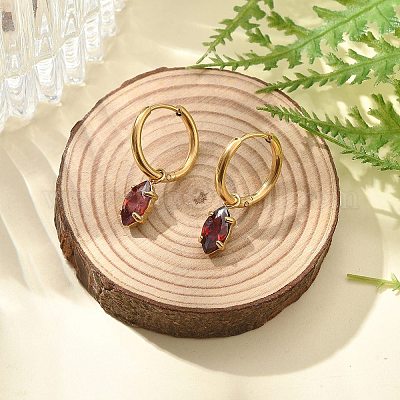 Серьги-кольца из нержавеющей стали 304 с ионным покрытием (IP) и микропаве из кубического циркония STAS-R004-04G-01-1