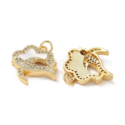 Латунные микропаве прозрачные подвески с фианитом KK-B083-33A-G-1