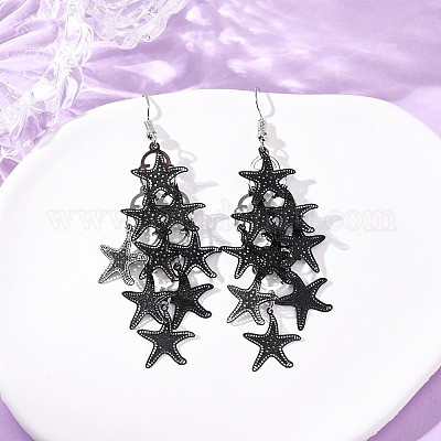 Серьги-подвески в виде морских звезд из нержавеющей стали 430 EJEW-A137-11EB-1