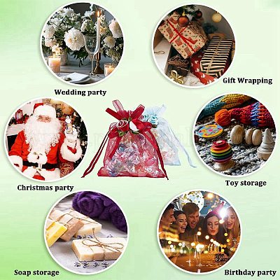 40 шт. 4-х цветные 3D-цветочные мешочки из органзы на завязках OP-BBC0001-06C-1