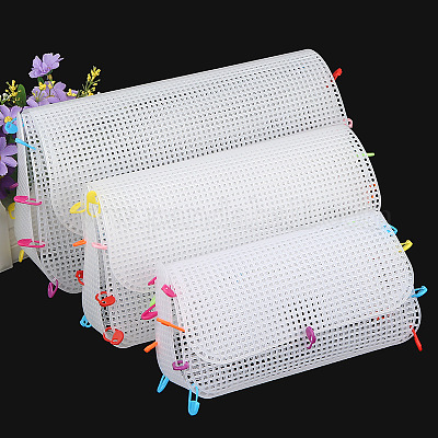 Wholesale PandaHall 24pcs Mesh Plastic Canvas Sheets 4 Sizes Clear