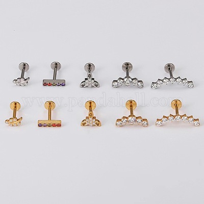 G23 титановые микропаве цветные кубические цирконии лабреты с внутренней резьбой WG2497D-07-1