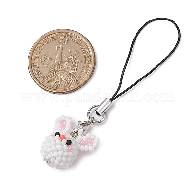 Кролик стеклянные бусины подвески мобильные ремни HJEW-MZ00120-1