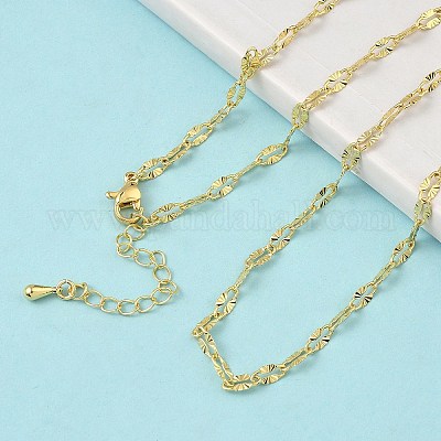 Цепочки-ожерелья из текстурированной латуни толщиной 3 мм NJEW-P339-01B-G-1