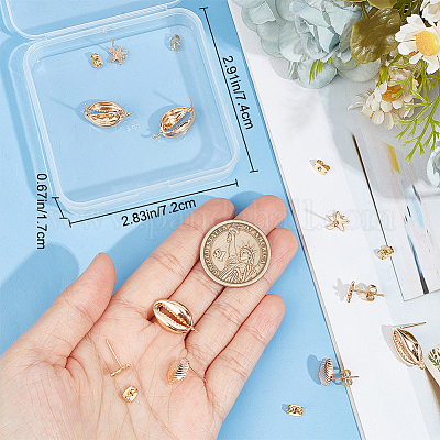 12 шт. фурнитура для сережек-гвоздиков из латуни в форме ракушки и морской звезды KK-BBC0012-74-1