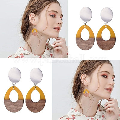 Подвески из смолы и дерева RESI-OL0001-11D-1