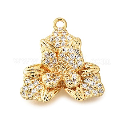 Латунные микропаве прозрачные подвески с фианитом KK-U065-02B-G-1