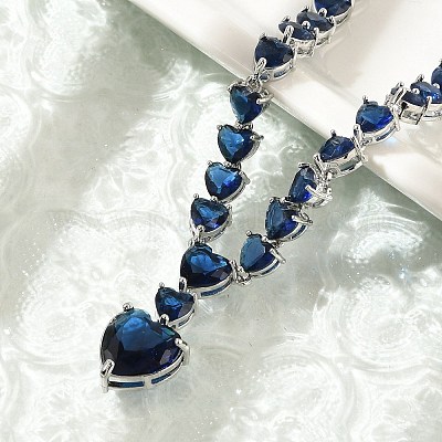 Латунные кубического циркония сердце кулон ожерелья NJEW-Z059-07P-01-1