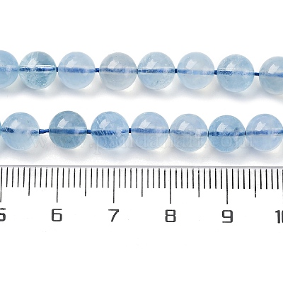 Природные Аквамарин бисер нитей G-P342-10-7mm-A-1