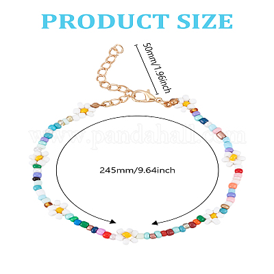 1шт. Цветочные стеклянные бусины на щиколотку для женщин&nbsp;AJEW-LP0007-20B-1