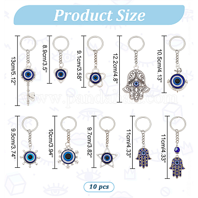 10 шт. 10 стиля турецкий синий брелок из смолы с подвеской от сглаза KEYC-NB0001-66-1