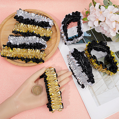 6 пара двухцветных эластичных колец для чулок из поликоттона AJEW-GF0008-40-1