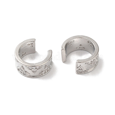 Женские серьги-каффы с кольцом из латуни с микропаве и фианитами EJEW-P281-07P-1