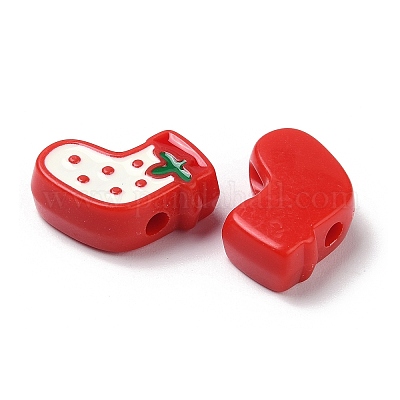 Рождественские украшения тематические непрозрачные акриловые бусины с эмалью X-OACR-Z021-01F-1