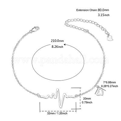 Браслеты на ногу из стерлингового серебра с родиевым покрытием JA163A-1