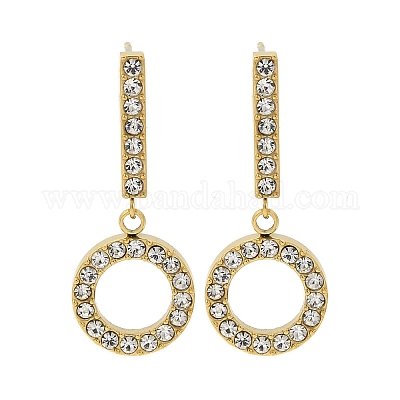 Серьги-гвоздики из нержавеющей стали с ионным покрытием (IP) со стразами для женщин EJEW-M024-05A-G-1