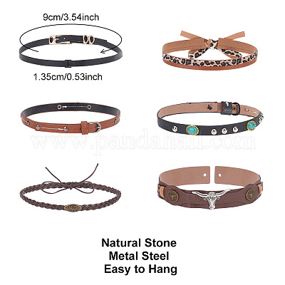 6шт. 6 стиля искусственной кожи полоса для ковбойской шляпы в юго-западном стиле FIND-NB0004-58-1