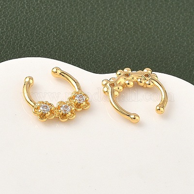 Латунные кольца для носа с круглыми/подковообразными штангами из прозрачного кубического циркония EJEW-D337-18D-G-1