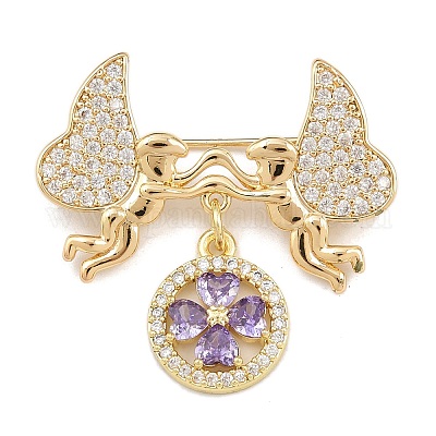 Значки на лацкан из латуни с микропаве из кубического циркония KK-C114-22G-1-1