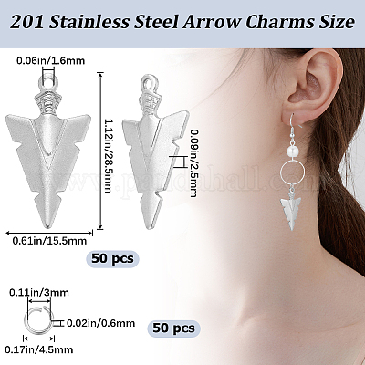 50 шт. подвески из нержавеющей стали 201 STAS-CN0001-21-1