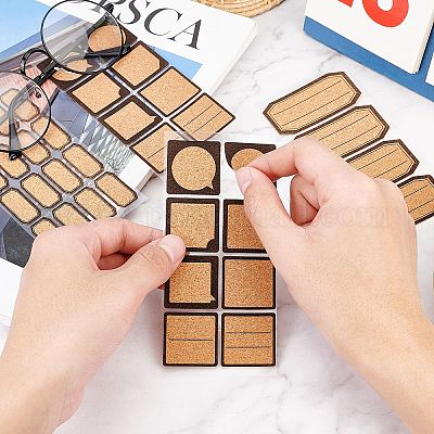 Cork Label Stickers, Self Adhesive Craft Stickers, for DIY Art Craft,  Scrapbooking, Greeting Cards, Octagon Rectangle & Dialog, Tan,  13.6x6.6x0.04cm; Sticker: 30x14mm; 3bags/set 