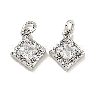 Латунные микропаве прозрачные подвески с фианитом KK-P275-32B-P-1