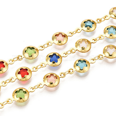 Латунный плоский круглый с цветочными звеньями CHC-N023-06G-1