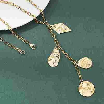 Женские ожерелья с геометрическими кисточками из нержавеющей стали 201 и цепочкой из нержавеющей стали 304 NJEW-JN05593-1