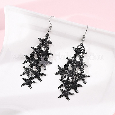 Серьги-подвески в виде морских звезд из нержавеющей стали 430 EJEW-A137-11EB-1