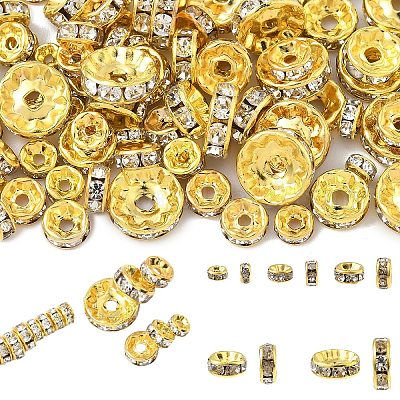 100 шт. 5 стиля латунных бусин со стразами&nbsp;RB-YW0001-18G-1