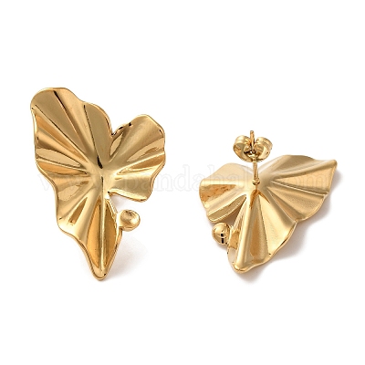 Серьги-гвоздики в форме сердца из нержавеющей стали 304 с ионным покрытием (IP) EJEW-C114-30G-1