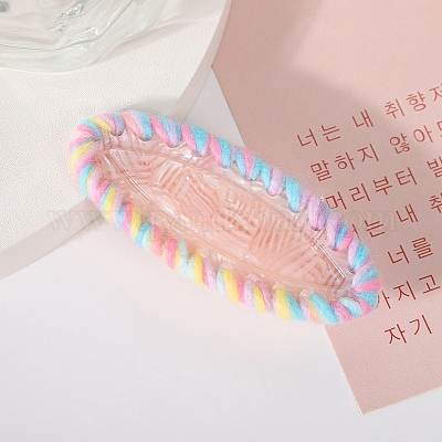 Овальные заколки для волос из кожи аллигатора из ацетата целлюлозы и шерстяной пряжи PW-WG73500-05-1