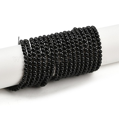 Натуральный черный турмалин бисер нитей&nbsp;G-G763-01-4mm-AB-1
