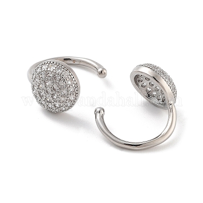 Серьга-манжета с прозрачным кубическим цирконием из латуни с микропаве EJEW-C107-02P-1