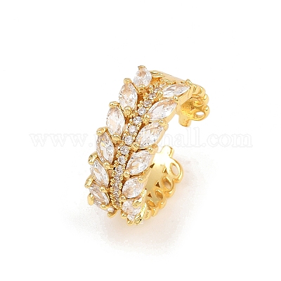 Манжеты из латуни с микро паве кубический цирконий для женщин RJEW-Z113-49G-1