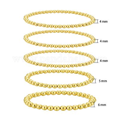 Bracciali elastici con perline rotonde in ottone&nbsp;BJEW-JB05982-1