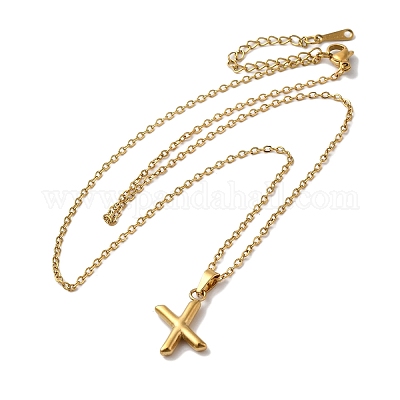 Ожерелья из нержавеющей стали 201 с вакуумным покрытием pvd NJEW-H033-01G-X-1