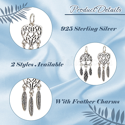 2 шт. 2 стиля 925 подвески из стерлингового серебра STER-HS0001-07-1