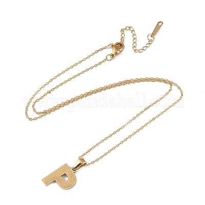 Ионное покрытие (ip) начальная буква 304 нержавеющая сталь кулон ожерелья NJEW-M199-01G-P-1