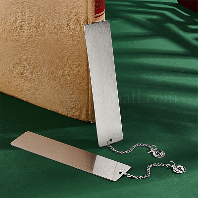 4 шт. прямоугольные пустые закладки из нержавеющей стали 201 AJEW-UN00003-1