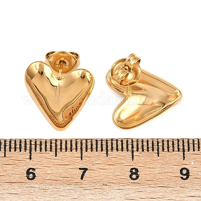Серьги-гвоздики в форме сердца из нержавеющей стали 304 EJEW-I320-24G-02-1