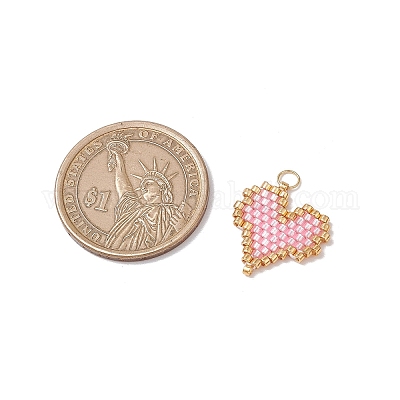 10 шт. подвески в форме сердца из стеклянного бисера Miyuki Delica PALLOY-MZ00701-1