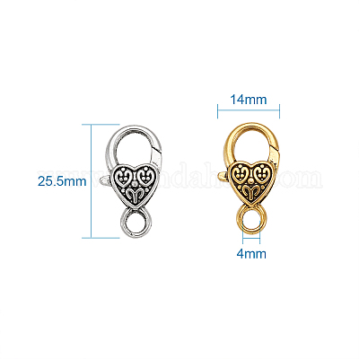 Тибетском стиле сплава сердце когтя омара застежками TIBE-KS0001-02-1
