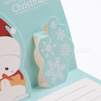 クリスマスポップアップグリーティングカードと封筒セット 面白いユニークな3dホリデーポストカード クリスマスの贈り物 雪だるまとスノーフレークの模様 ターコイズ 8 5x10 5x0 01cm 81x10x0 04cmの通販 Jp Pandahall Com