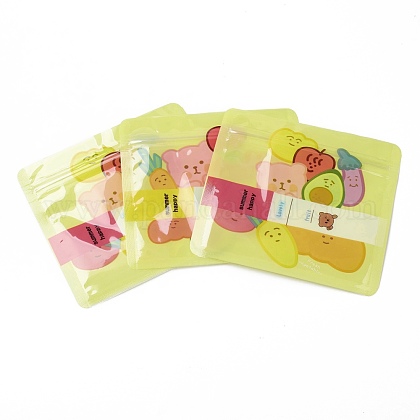 プラスチック製ジップロックバッグ 保存袋 セルフシールバッグ トップシール付き 漫画 シャンパンイエロー フルーツの模様 10x10 8x0 15cm 100個 袋の通販 Jp Pandahall Com