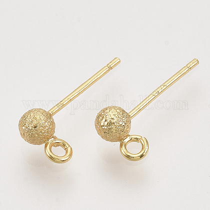 Brass Ball Stud Earring Findings X-KK-T048-010G-NF-1